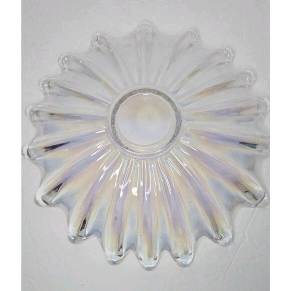 Vintage Federal Iridescent Celestial Sunburst Center Art Glass Bowl 11 3/8" - Picture 6 of 8